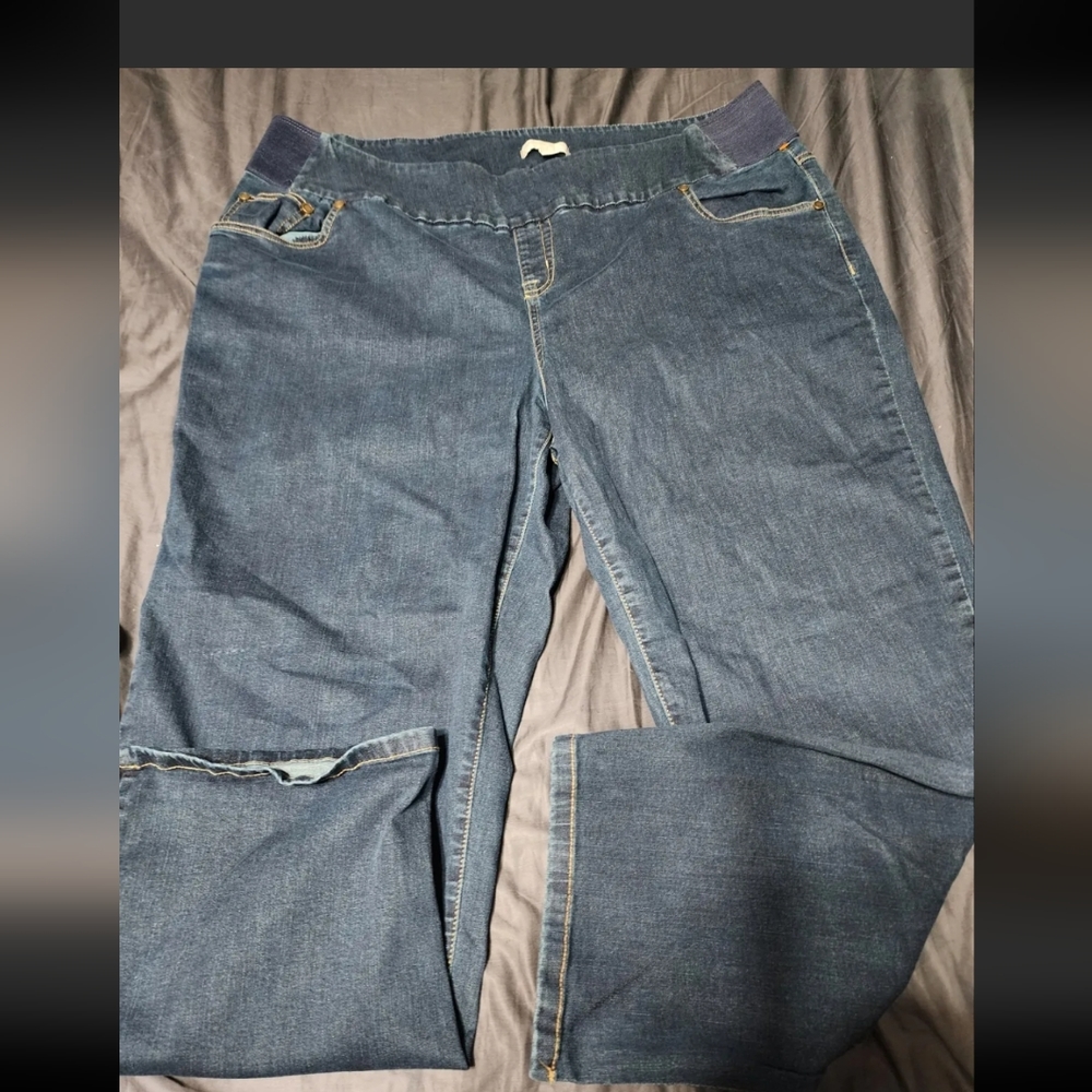 Woman Within Straight Leg Jeans Plus Size 26W Blue Dark Wash Stretch Denim 26 W